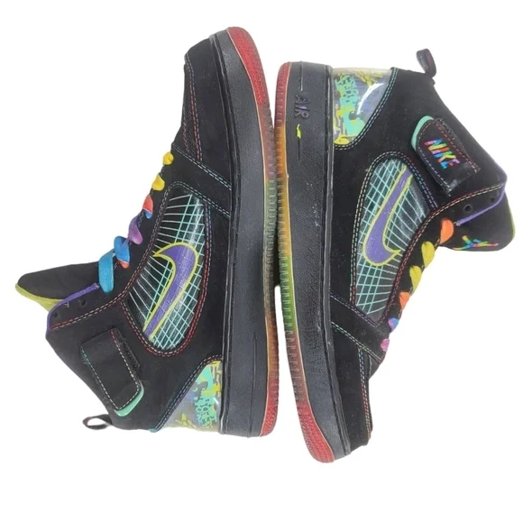 Nike Jordan Fusion 5 V AF-1 Shoes Men sz 8 Black Rainbow Mid 